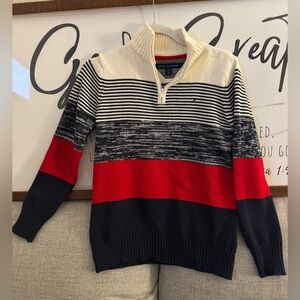 Tommy Hilfiger boys  Zip Up Sweater - Cream, Red, Black